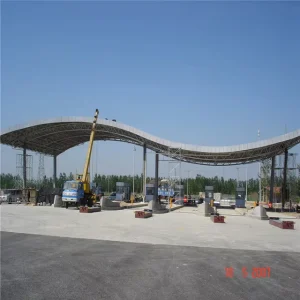 China Steel Structure Factory Metal Truss Steel Structure With Welded Ball for Toll Station Steel Space Frame Building